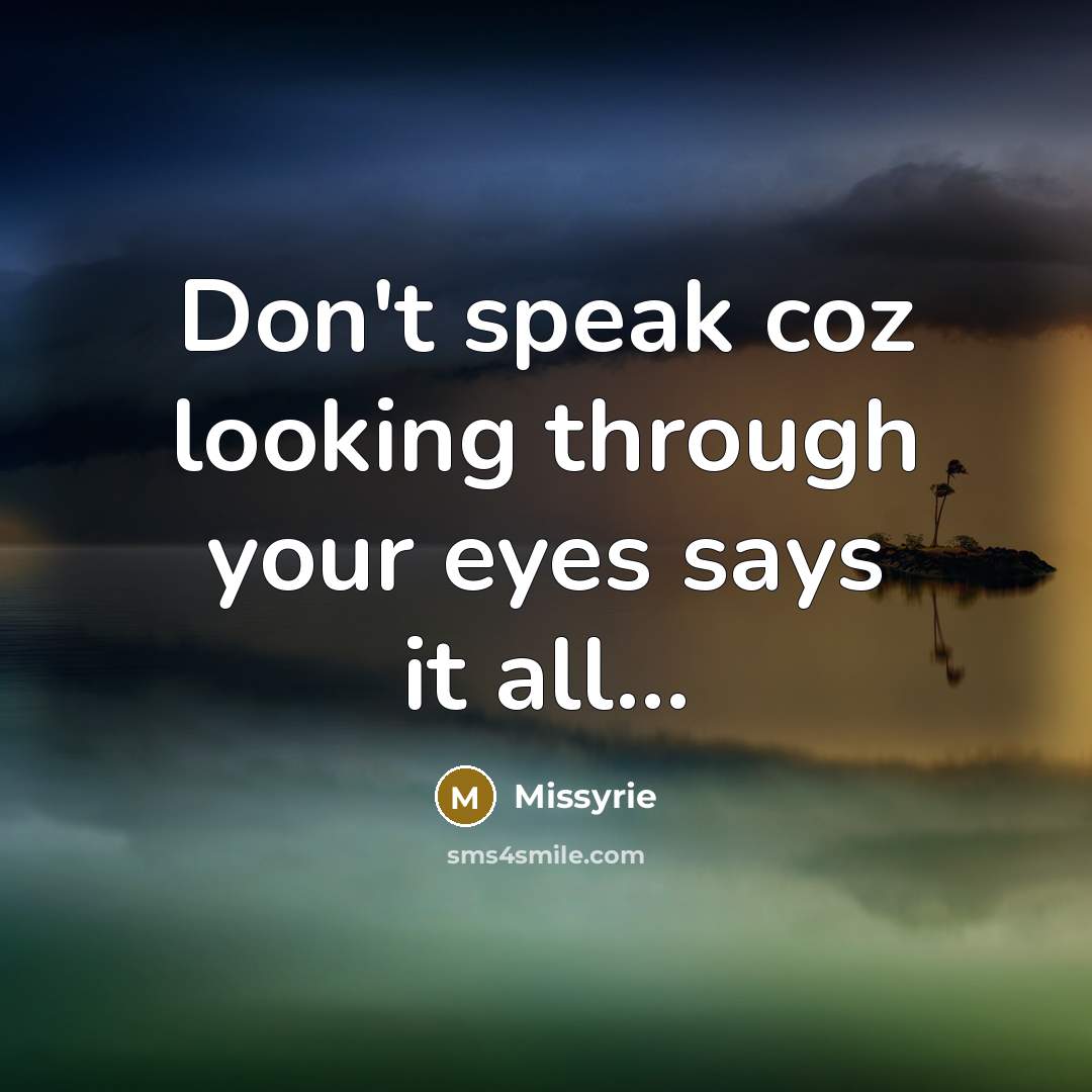 “Don't speak coz looking through your eyes says it all...…” quote by Missyrie