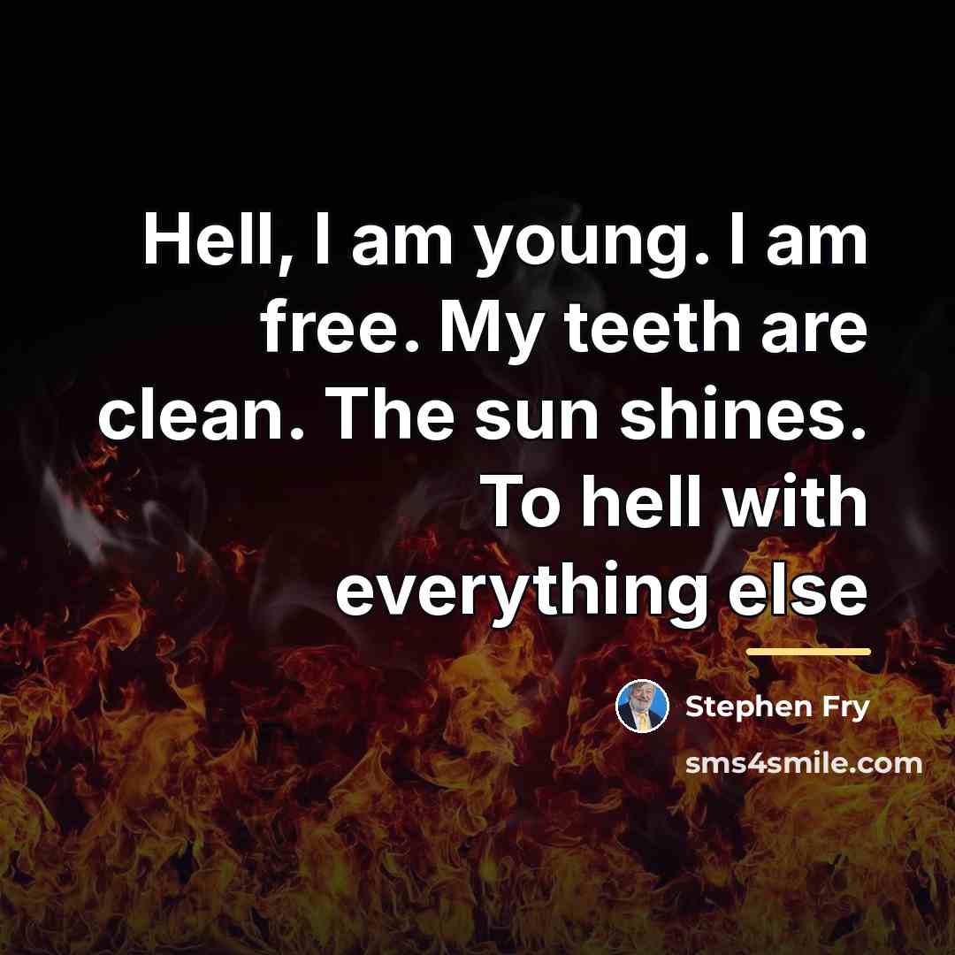 “Hell, I am young. I am free. My teeth are…” quote by Stephen Fry