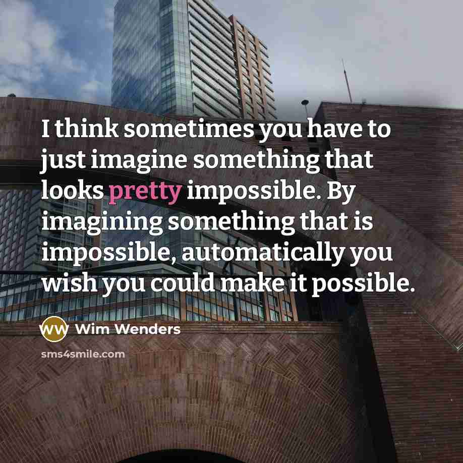 “I think sometimes you have to just imagine something that…” quote by Wim Wenders