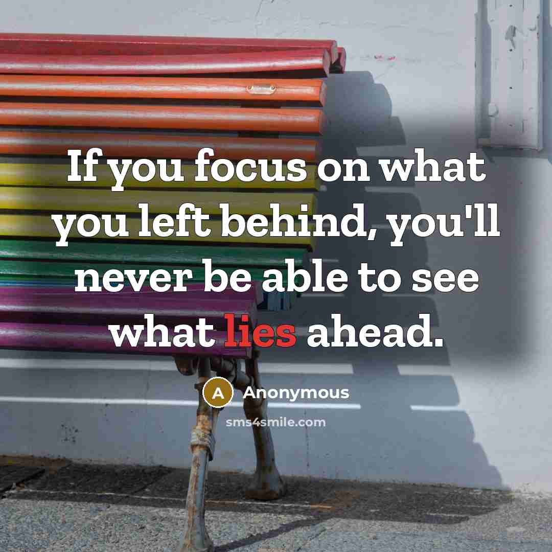 “If you focus on what you left behind, you'll never…” quote by Anonymous