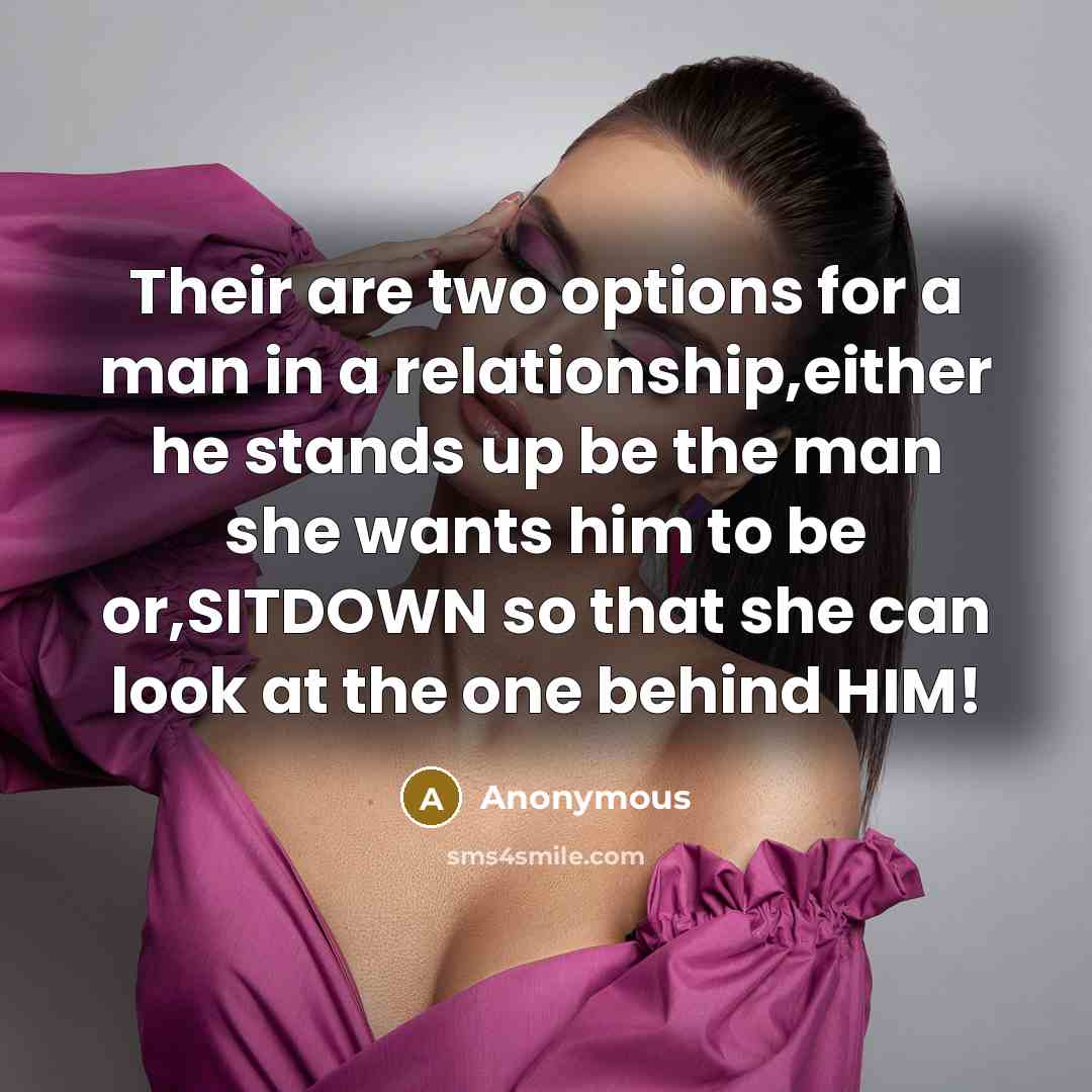 “Their are two options for a man in a relationship,either…” quote by Anonymous