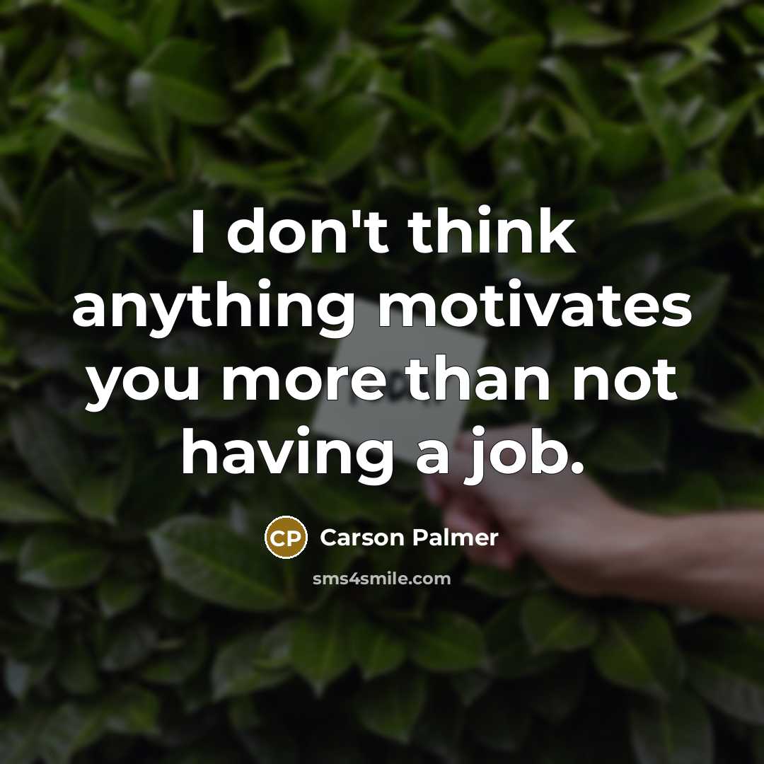 “I don't think anything motivates you more than not having…” quote by Carson Palmer