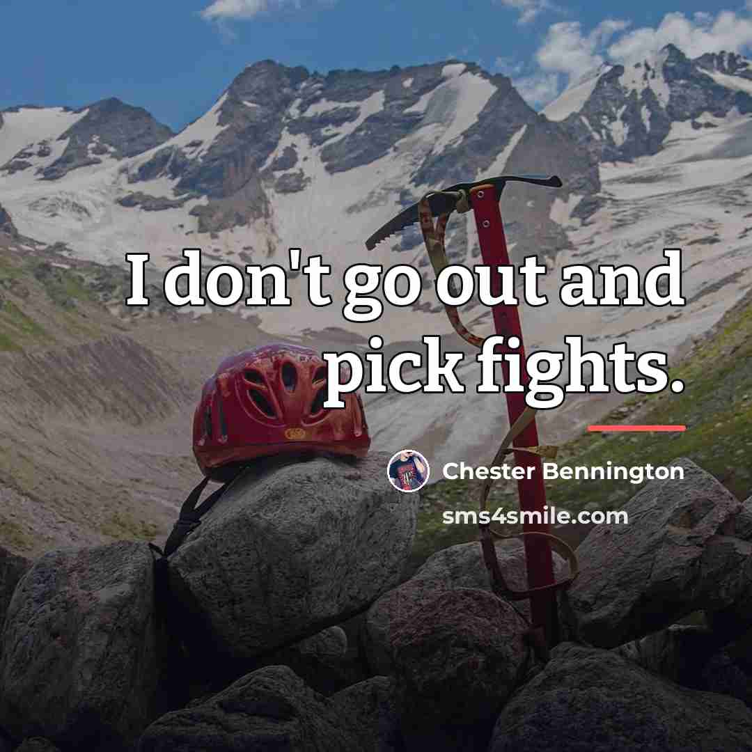 “I don't go out and pick fights.…” quote by Chester Bennington