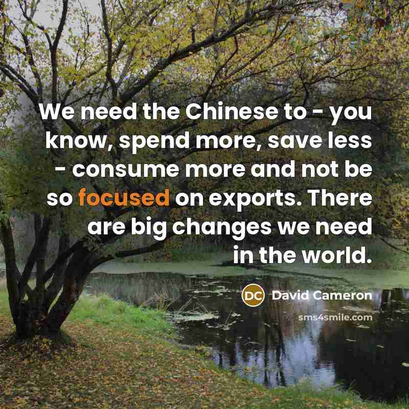 “We need the Chinese to - you know, spend more,…” quote by David Cameron