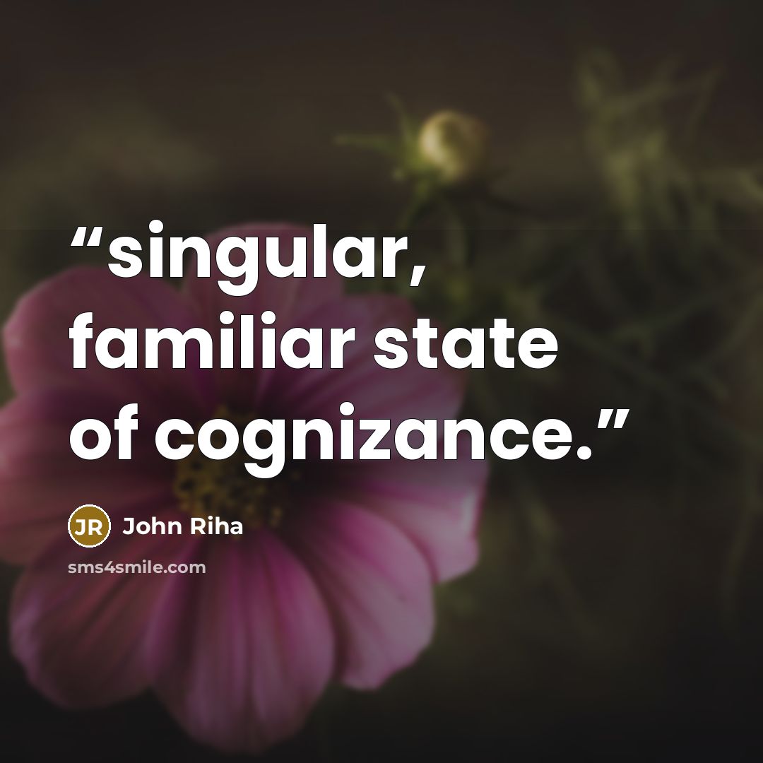 “singular, familiar state of cognizance.” quote by John Riha
