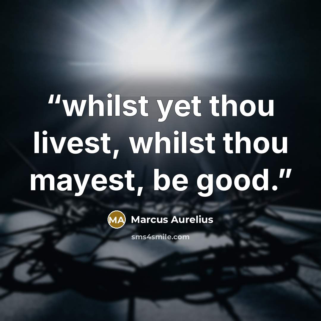 “whilst yet thou livest, whilst thou mayest, be good.” quote by Marcus Aurelius