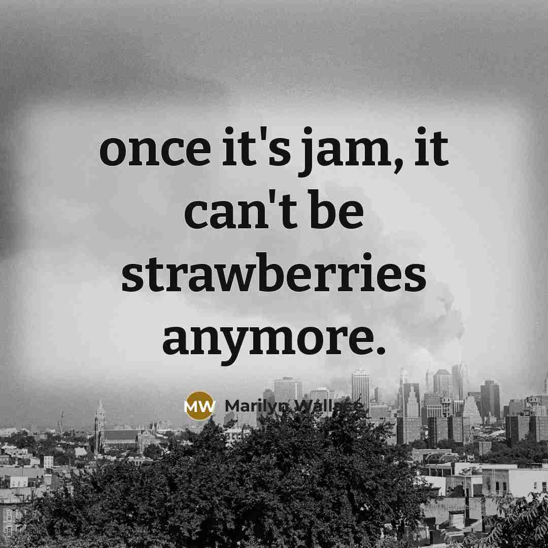 “once it's jam, it can't be strawberries anymore.” quote by Marilyn Wallace