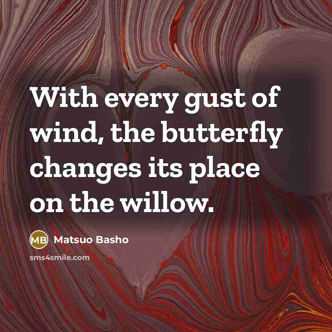“With every gust of wind, the butterfly changes its place…” quote by Matsuo Basho