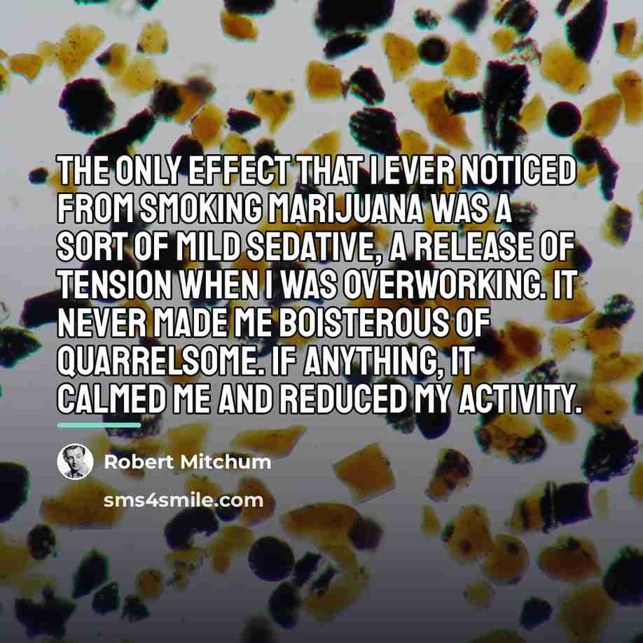 “The only effect that I ever noticed from smoking marijuana…” quote by Robert Mitchum