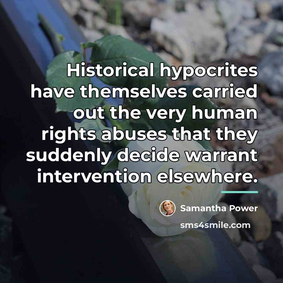 “Historical hypocrites have themselves carried out the very human rights…” quote by Samantha Power