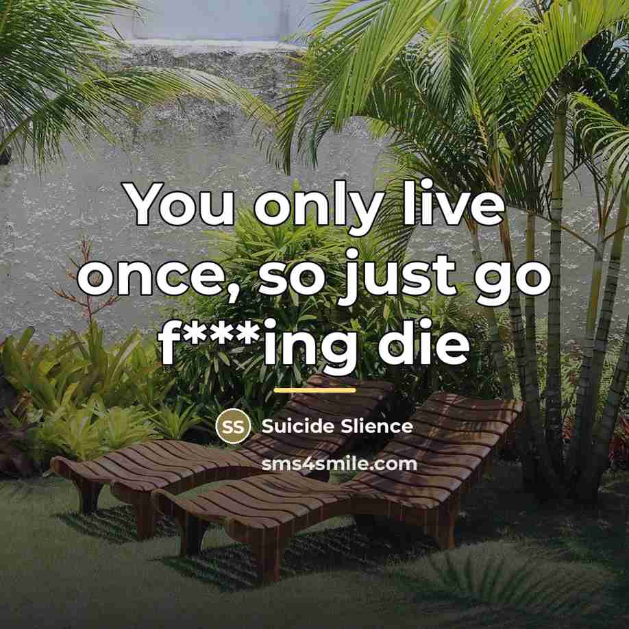 “You only live once, so just go f***ing die…” quote by Suicide Slience