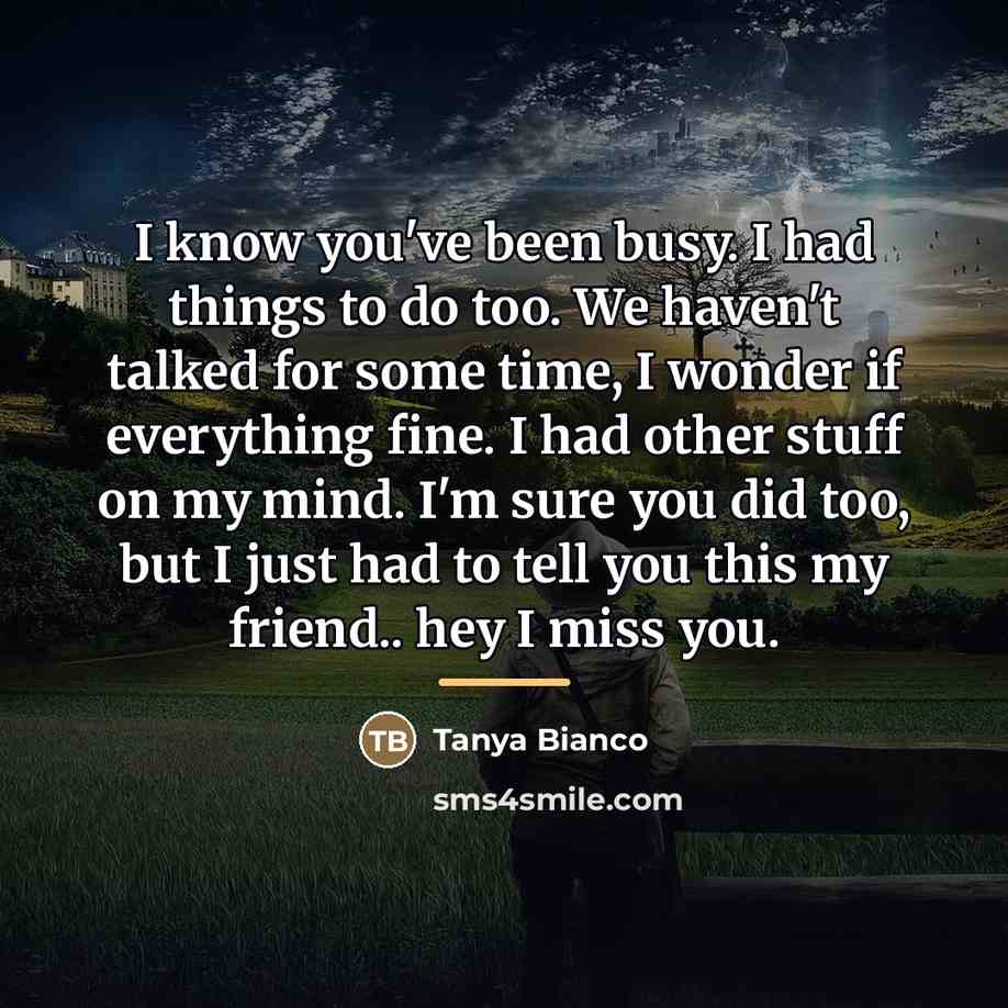 “I know you've been busy. I had things to do…” quote by Tanya Bianco