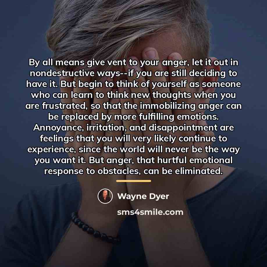 “By all means give vent to your anger, let it…” quote by Wayne Dyer