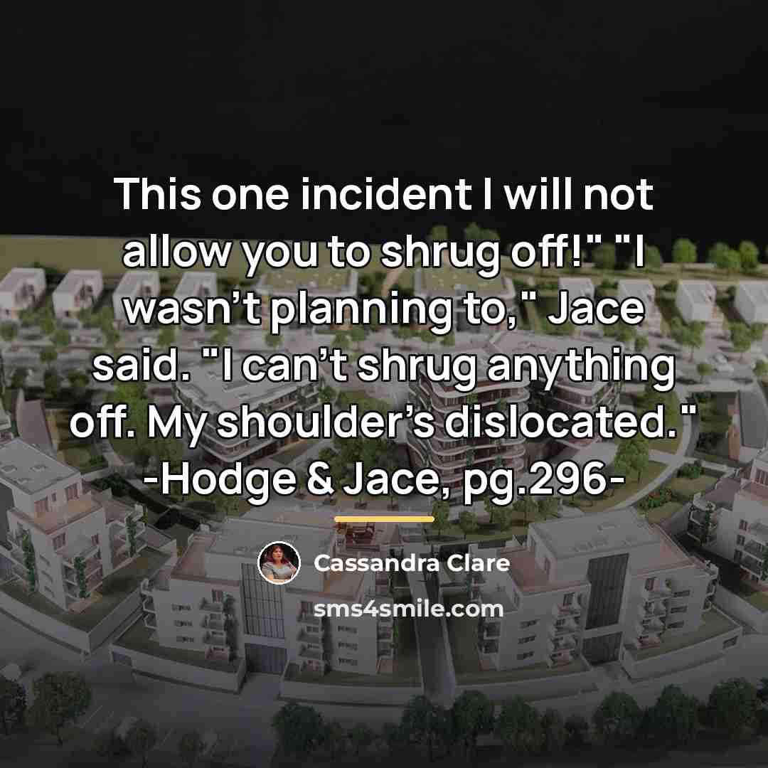 “This one incident I will not allow you to shrug…” quote by Cassandra Clare