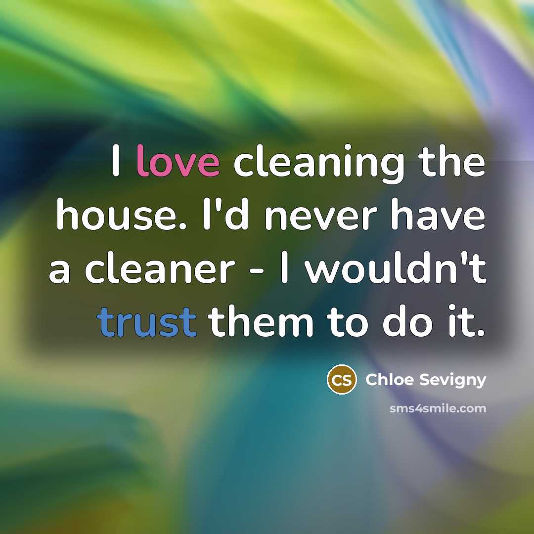 “I love cleaning the house. I'd never have a cleaner…” quote by Chloe Sevigny
