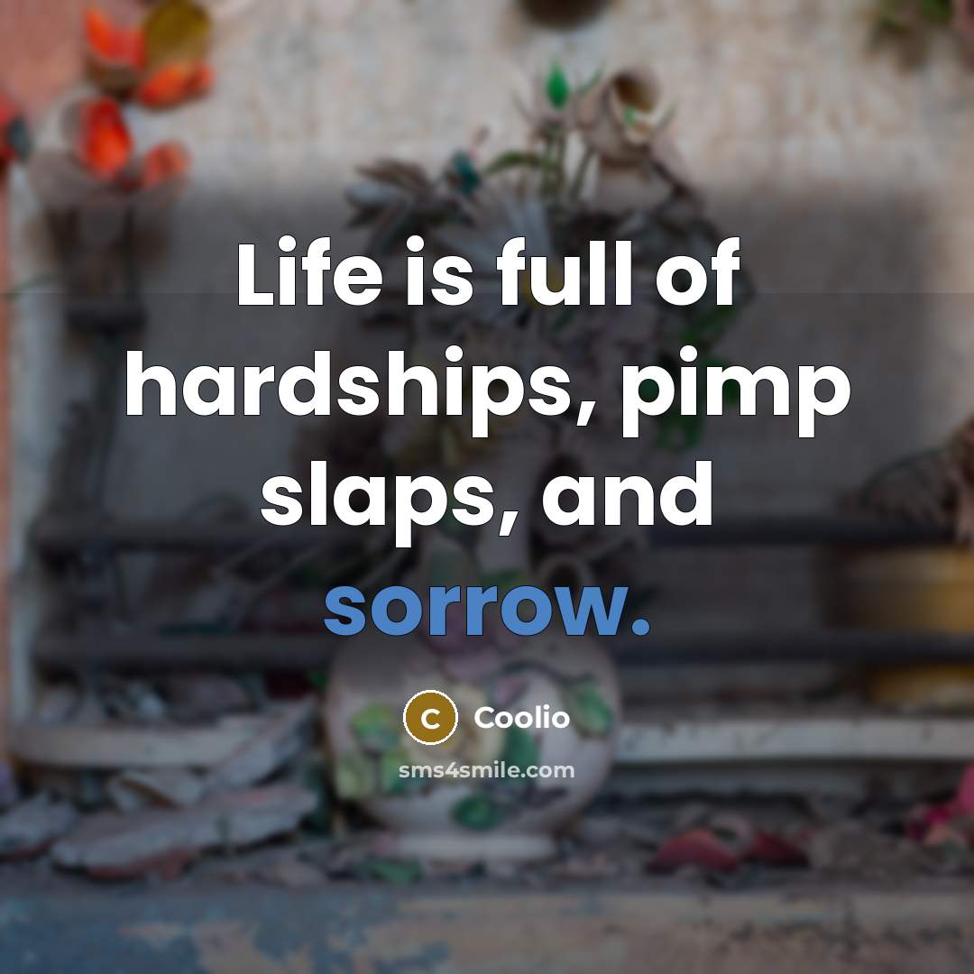 “Life is full of hardships, pimp slaps, and sorrow.…” quote by Coolio