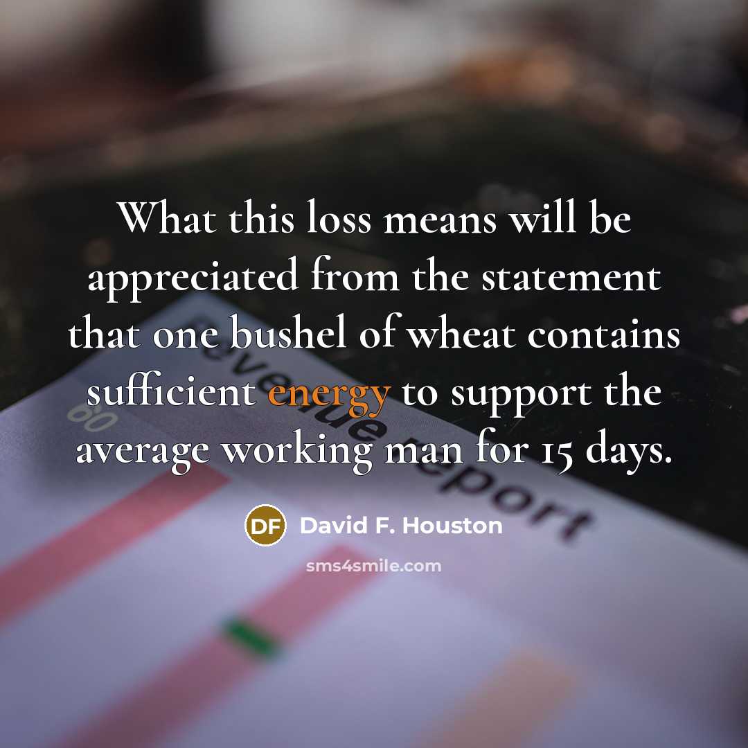“What this loss means will be appreciated from the statement…” quote by David F. Houston