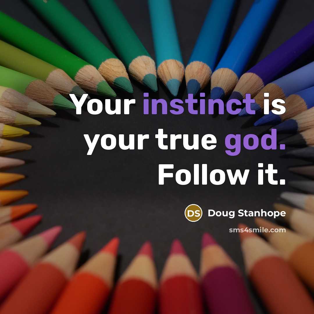 “Your instinct is your true god. Follow it.…” quote by Doug Stanhope