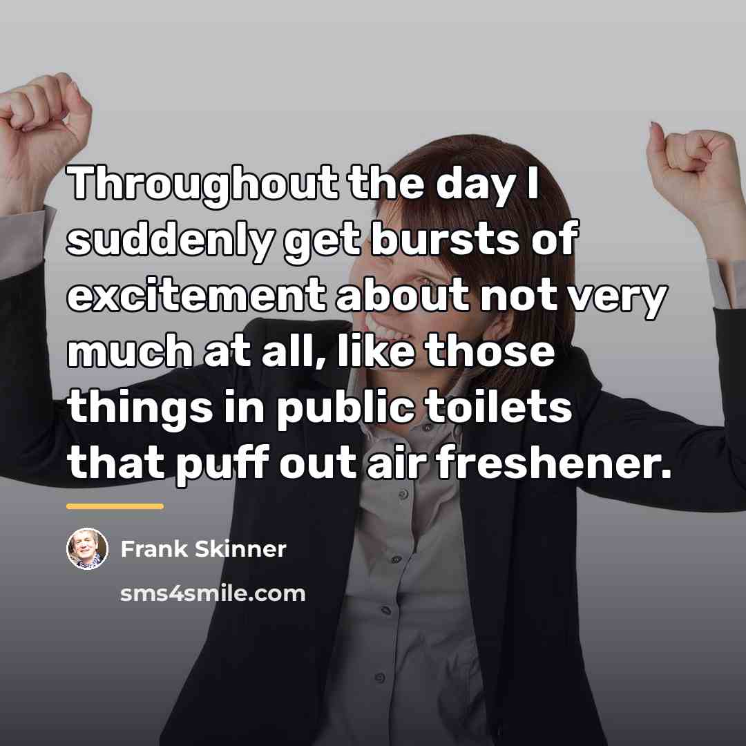 “Throughout the day I suddenly get bursts of excitement about…” quote by Frank Skinner