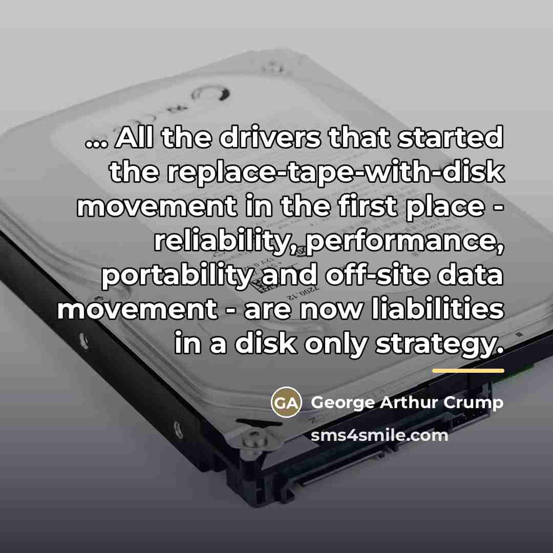 “... All the drivers that started the replace-tape-with-disk movement in…” quote by George Arthur Crump