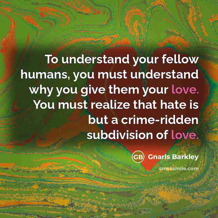 “To understand your fellow humans, you must understand why you…” quote by Gnarls Barkley