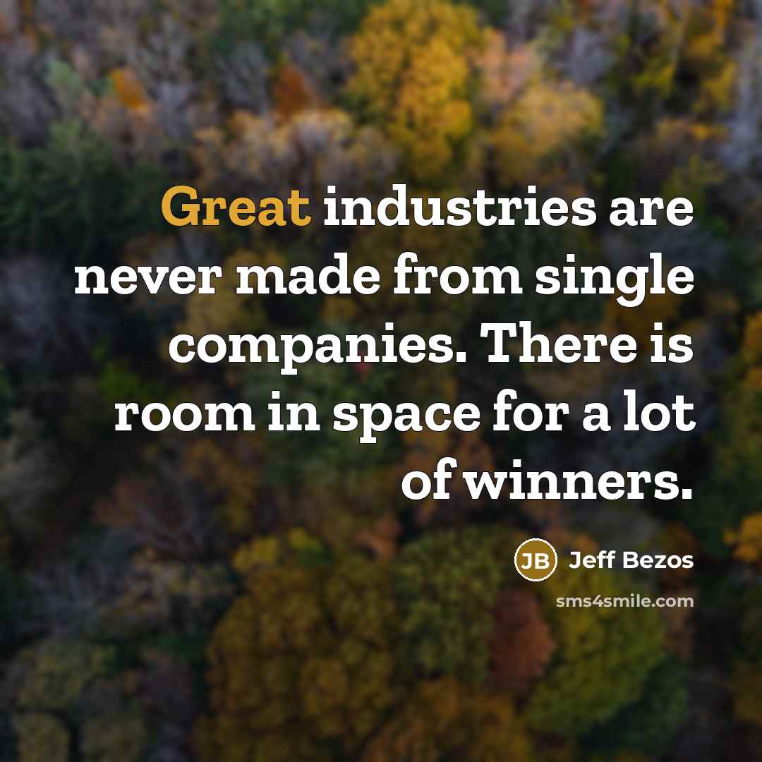 “Great industries are never made from single companies. There is…” quote by Jeff Bezos