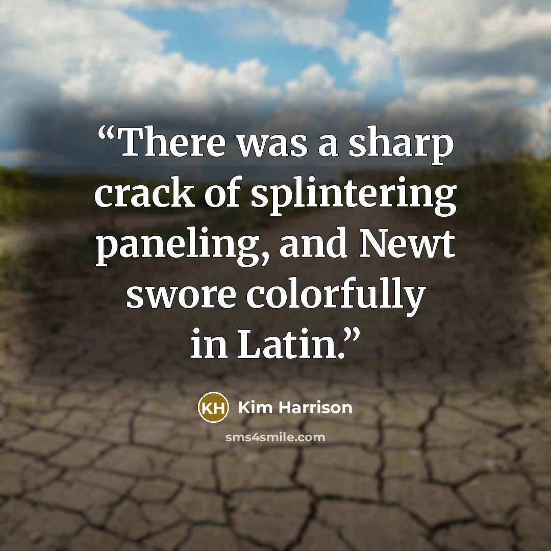 “There was a sharp crack of splintering paneling, and Newt swore colorfully in Latin.” quote by Kim Harrison