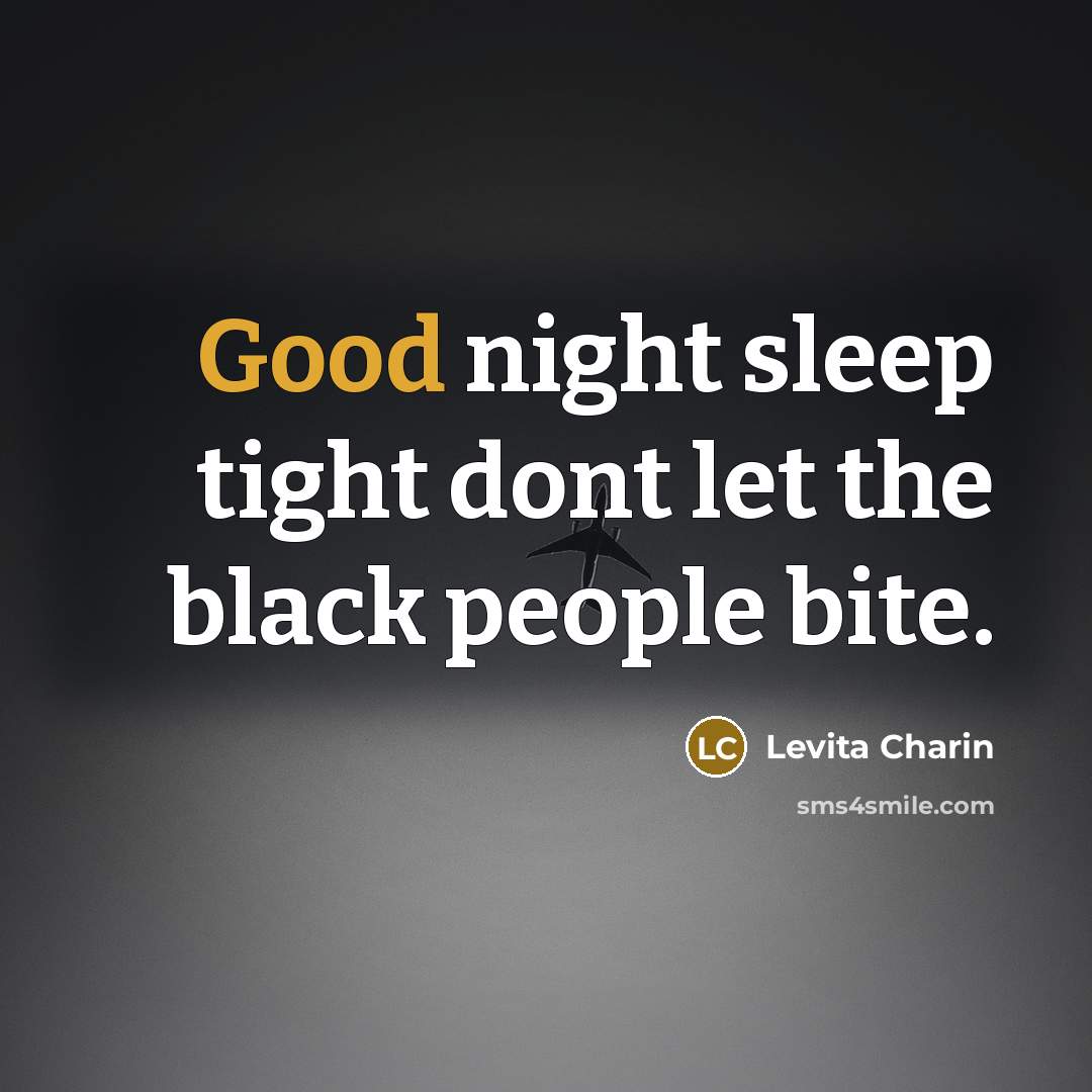 “Good night sleep tight dont let the black people bite.” quote by Levita Charin