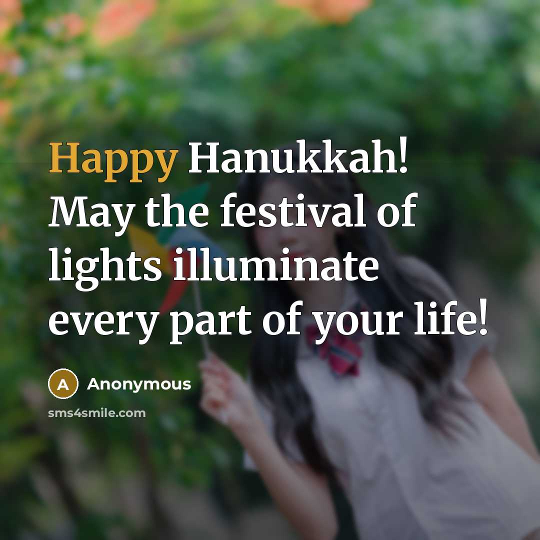 “Happy Hanukkah! May the festival of lights illuminate every part…” quote by Anonymous