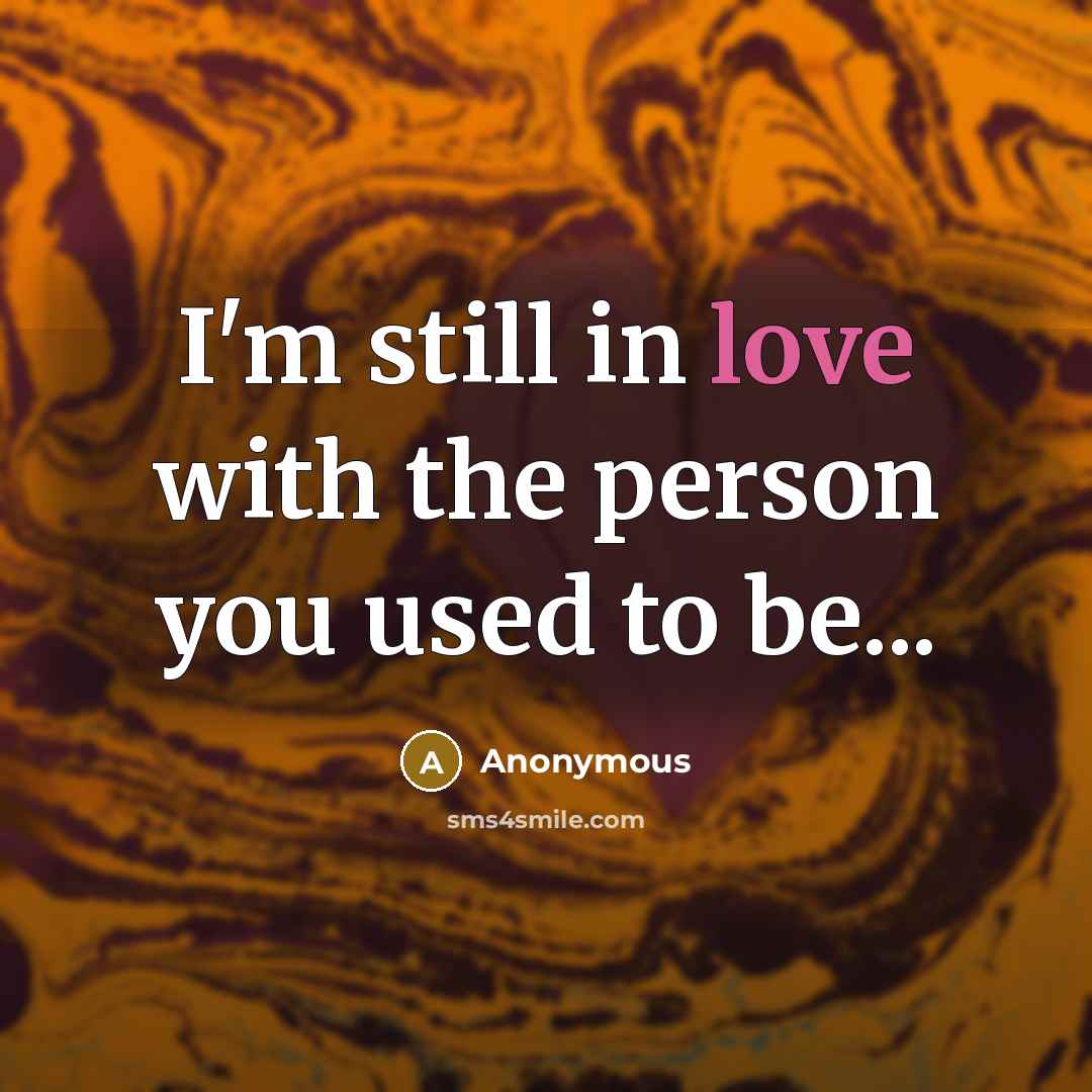 “I'm still in love with the person you used to…” quote by Anonymous