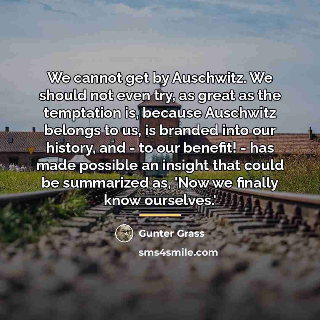 “We cannot get by Auschwitz. We should not even try,…” quote by Gunter Grass