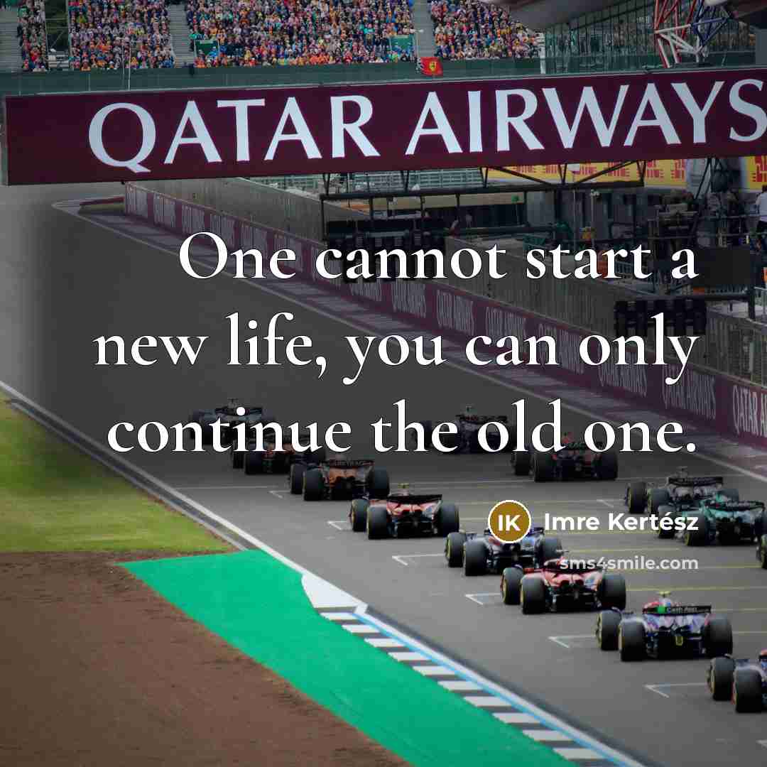 “One cannot start a new life, you can only continue…” quote by Imre Kertész