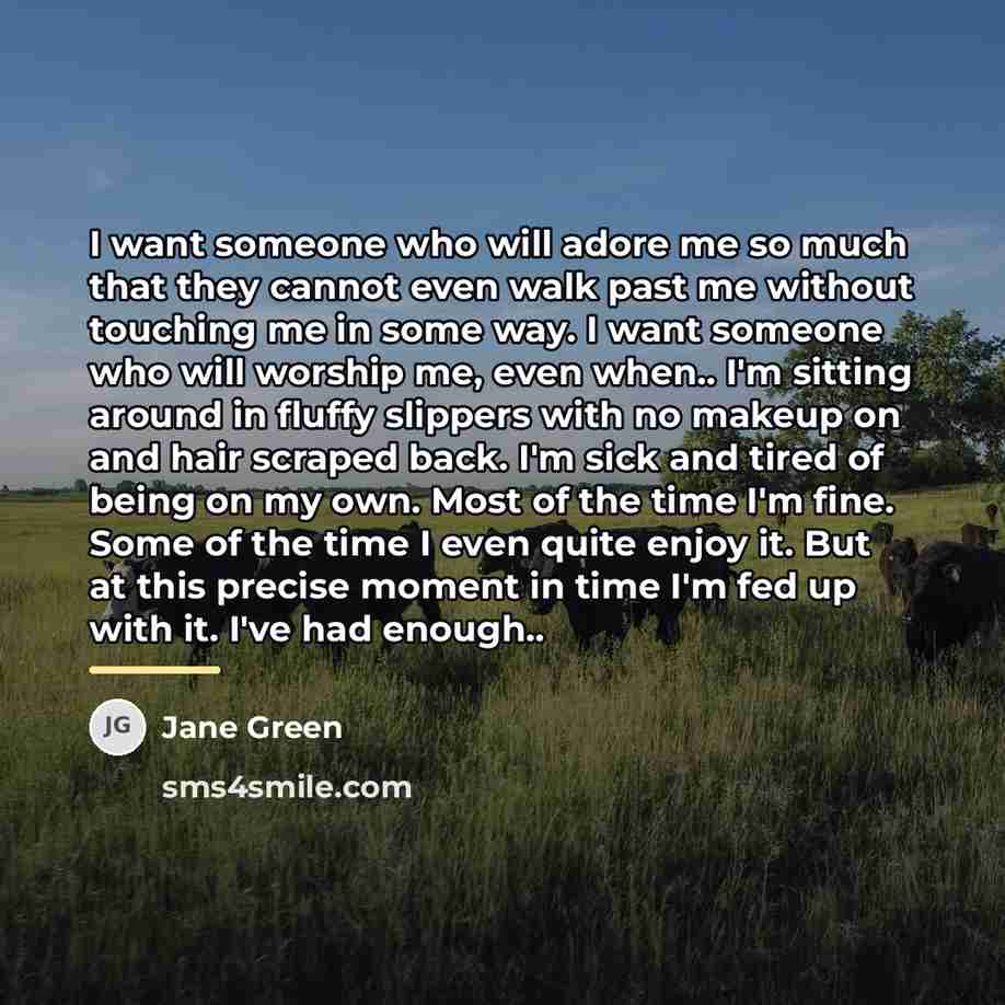“I want someone who will adore me so much that…” quote by Jane Green
