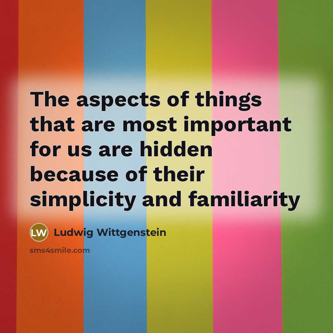 “The aspects of things that are most important for us…” quote by Ludwig Wittgenstein