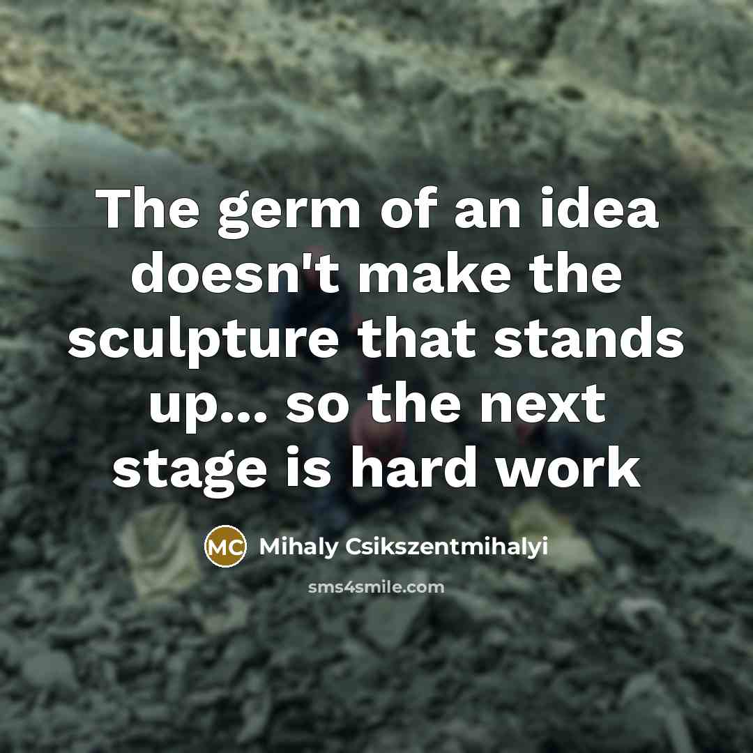 “The germ of an idea doesn't make the sculpture that…” quote by Mihaly Csikszentmihalyi