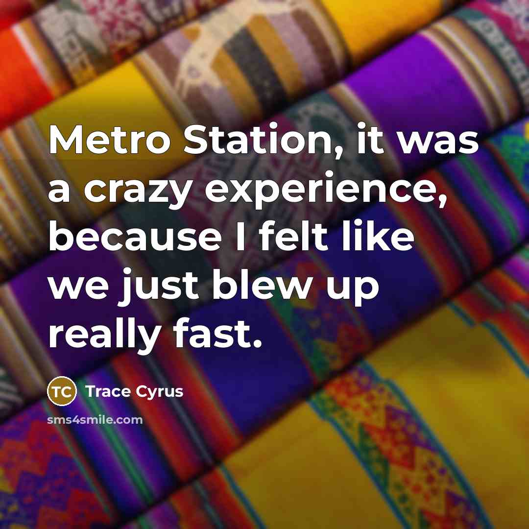 “Metro Station, it was a crazy experience, because I felt…” quote by Trace Cyrus