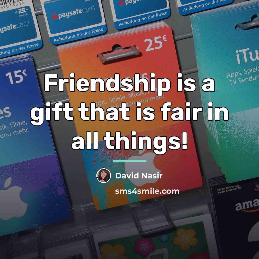 “Friendship is a gift that is fair in all things!…” quote by David Nasir