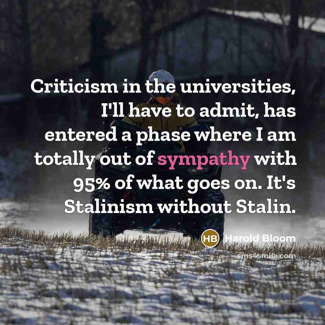 “Criticism in the universities, I'll have to admit, has entered…” quote by Harold Bloom