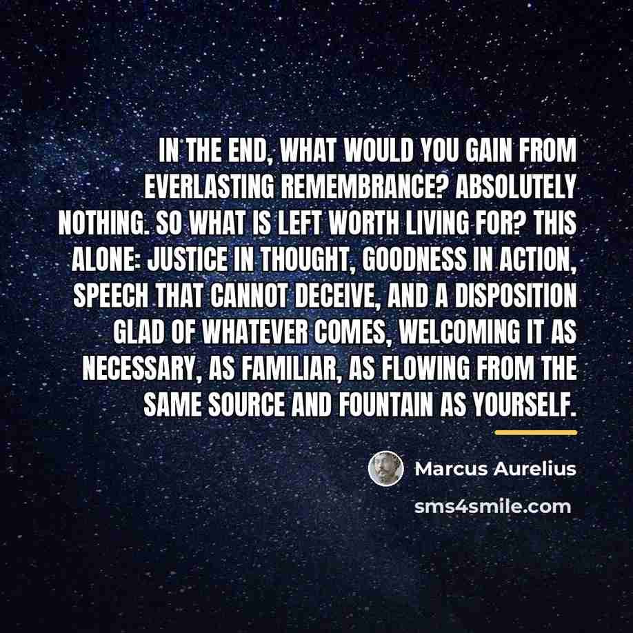 “In the end, what would you gain from everlasting remembrance?…” quote by Marcus Aurelius