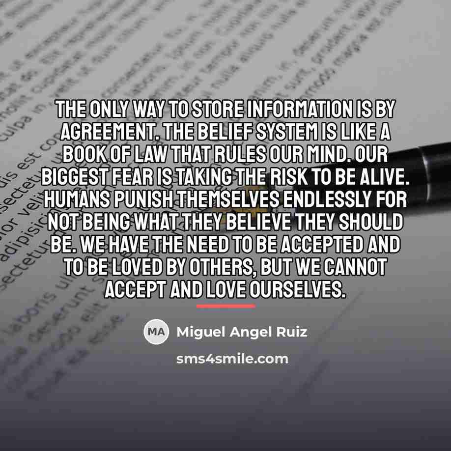 “The only way to store information is by agreement. The…” quote by Miguel Angel Ruiz