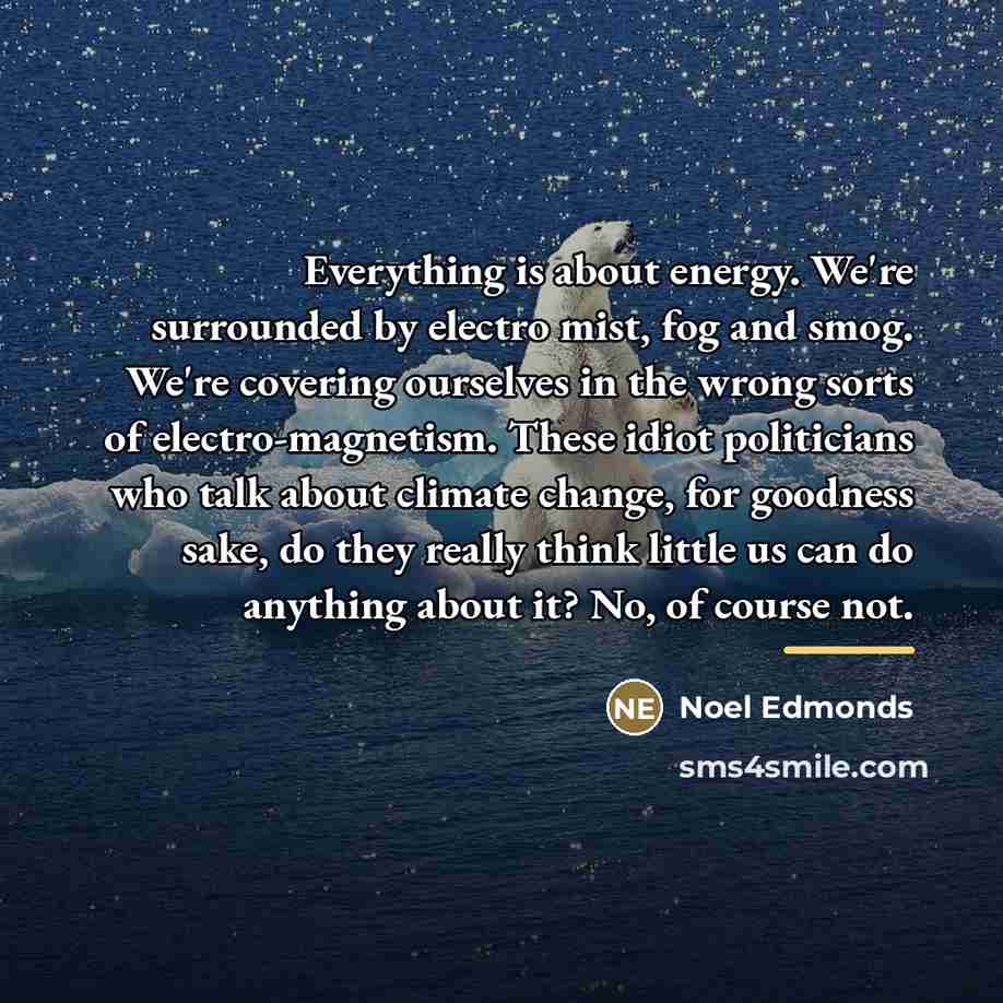 “Everything is about energy. We're surrounded by electro mist, fog…” quote by Noel Edmonds
