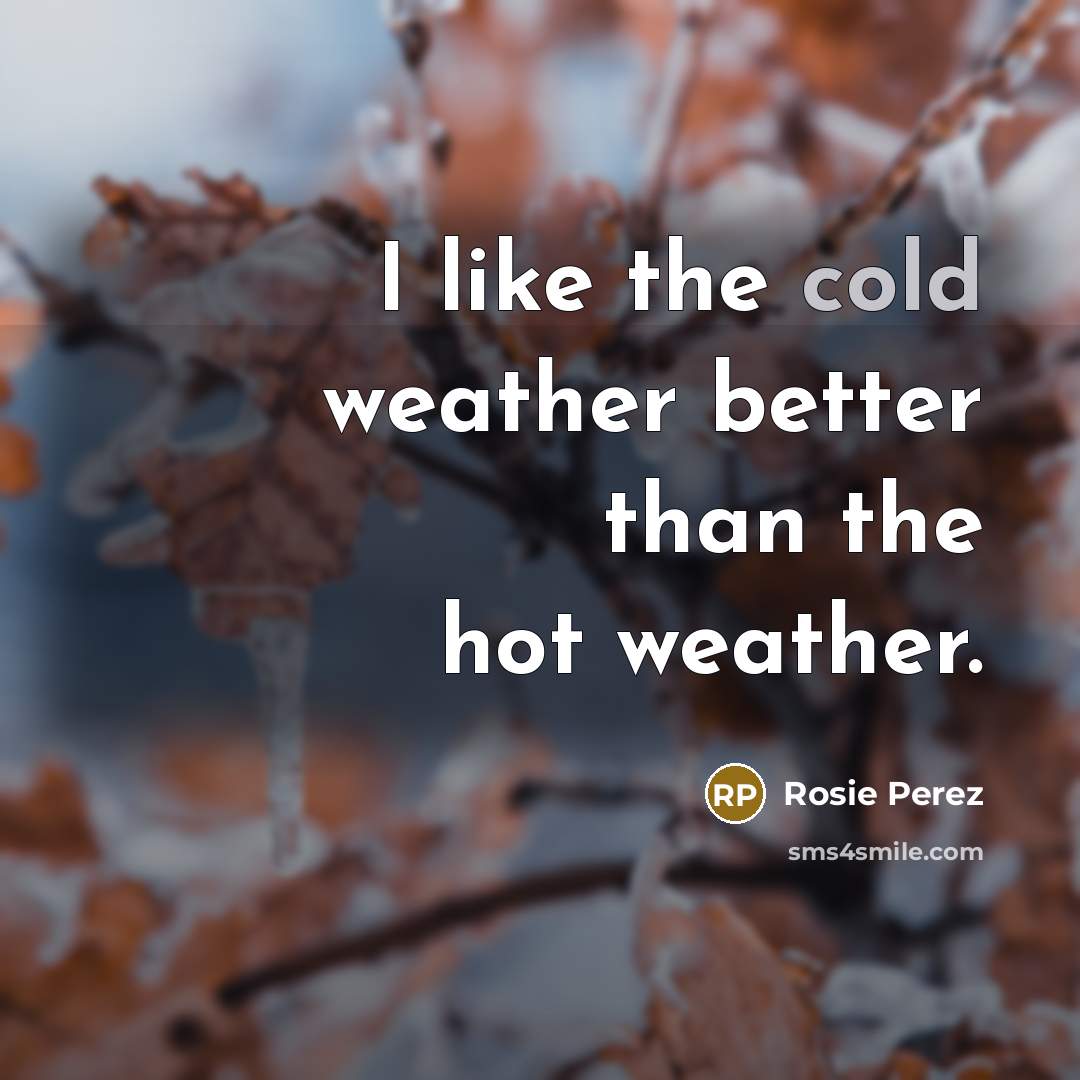 “I like the cold weather better than the hot weather.…” quote by Rosie Perez