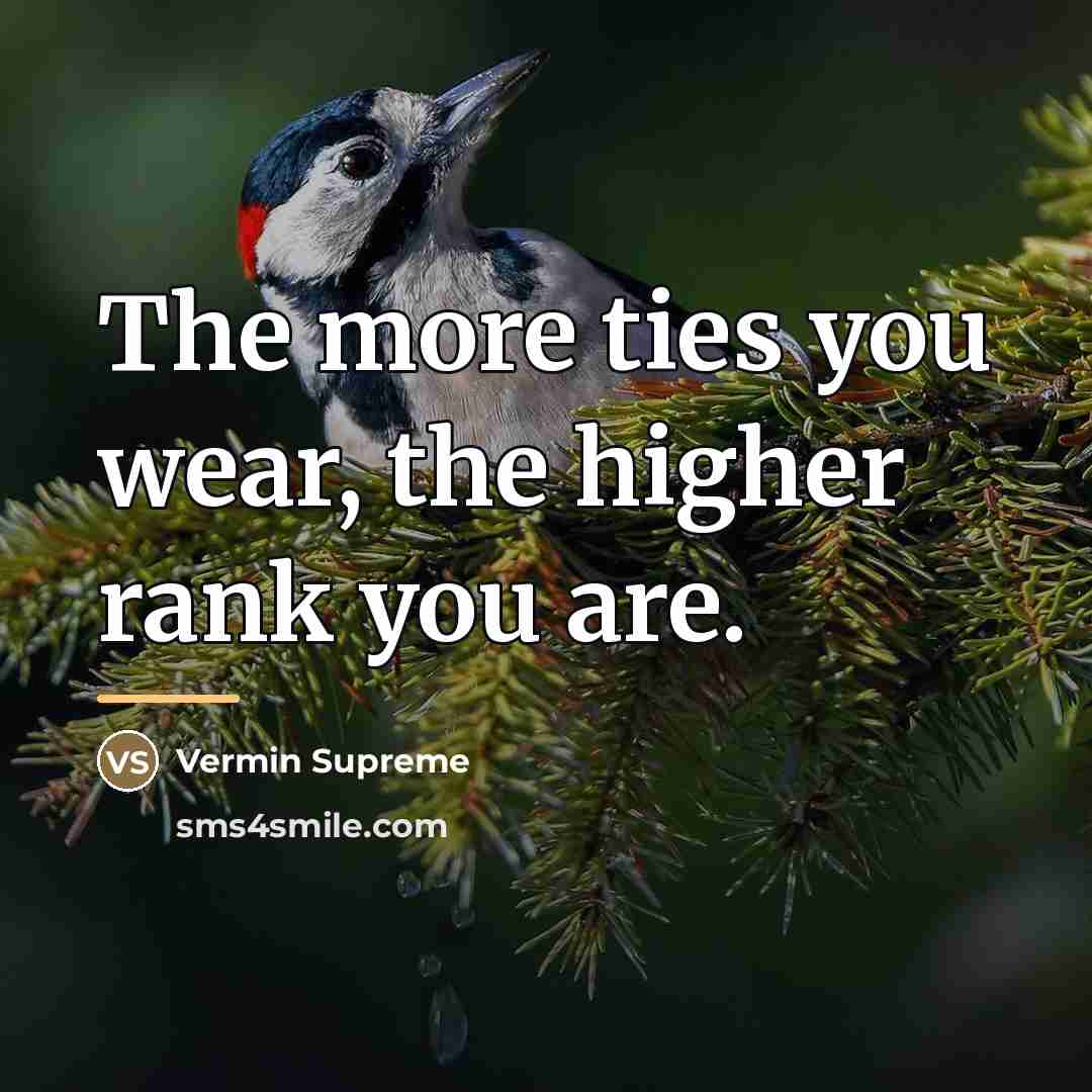 “The more ties you wear, the higher rank you are.…” quote by Vermin Supreme