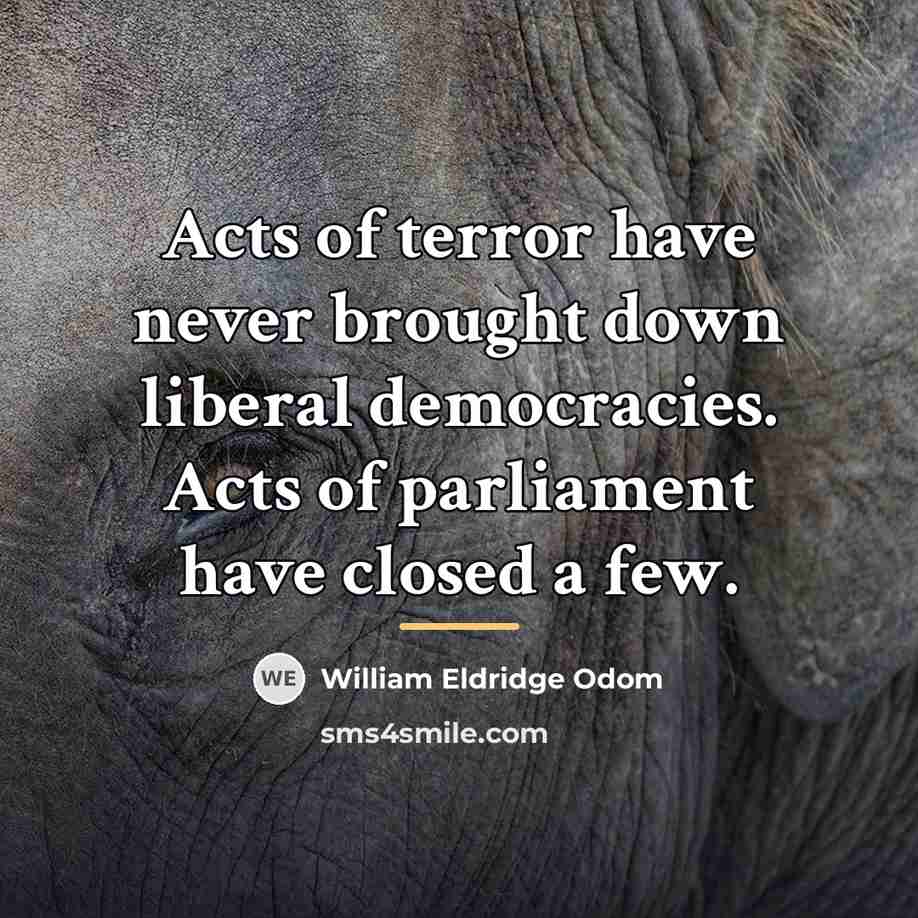 “Acts of terror have never brought down liberal democracies. Acts…” quote by William Eldridge Odom