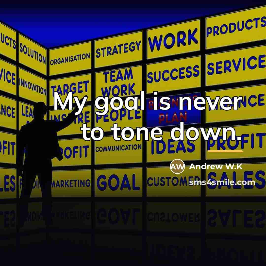 “My goal is never to tone down.…” quote by Andrew W.K