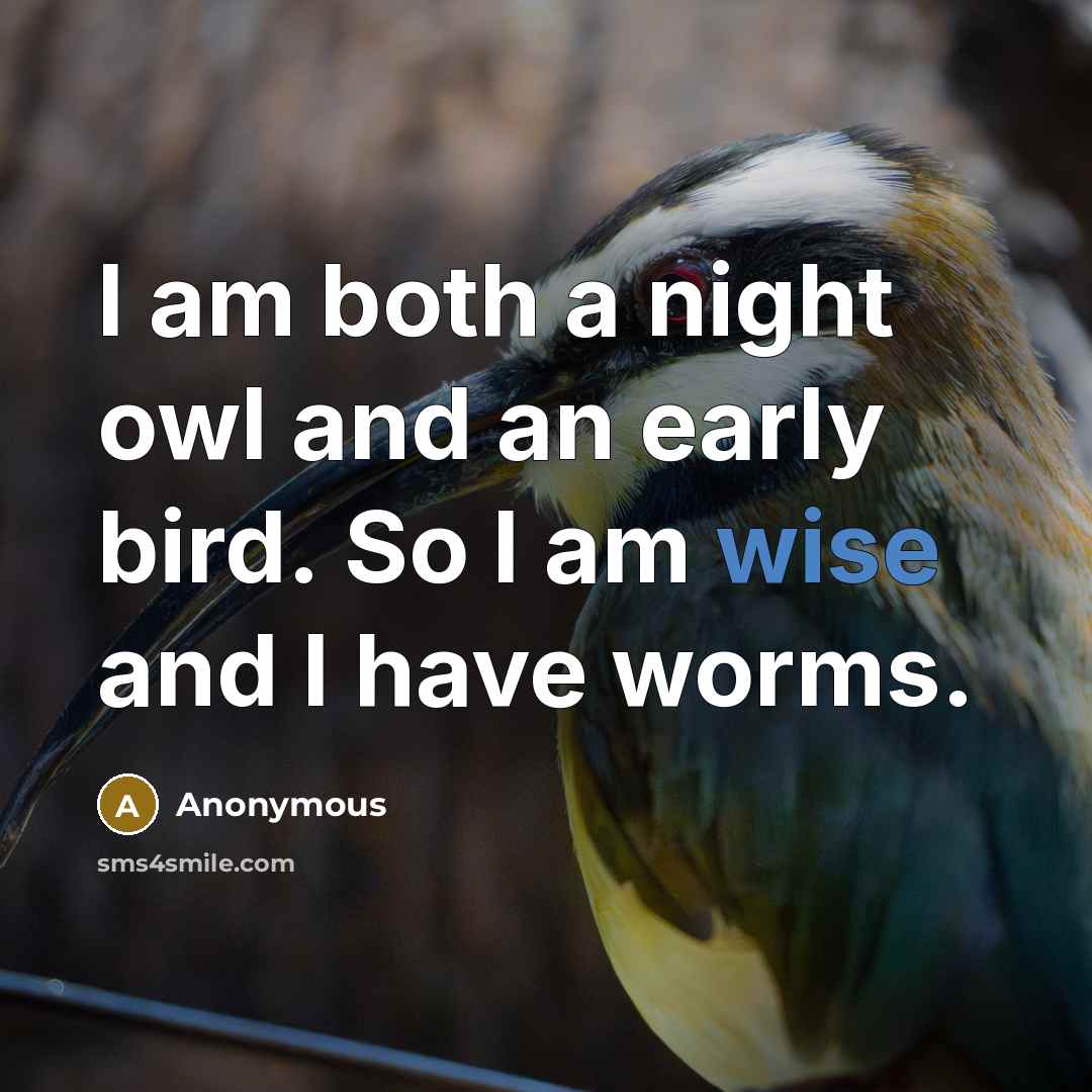 “I am both a night owl and an early bird.…” quote by Anonymous