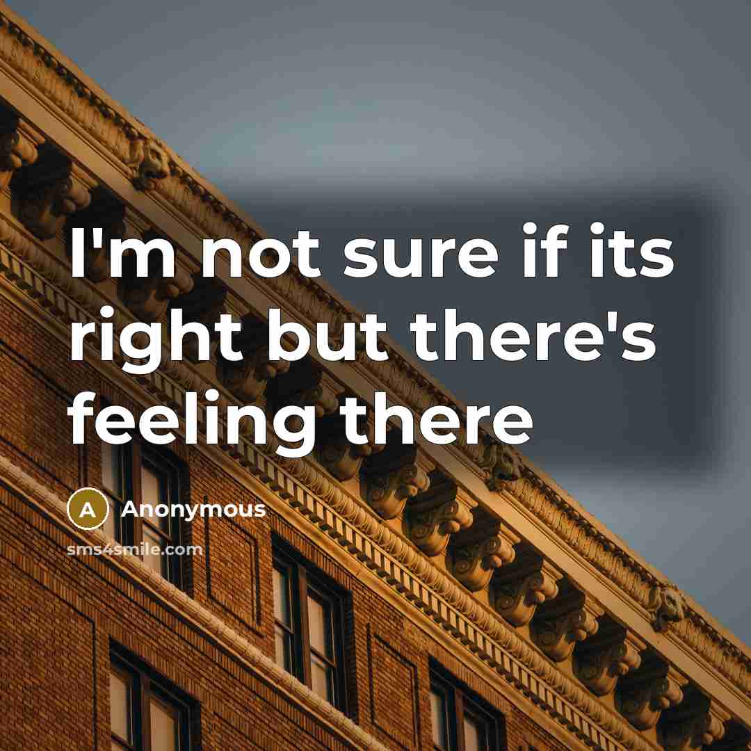 “I'm not sure if its right but there's feeling there” quote by Anonymous