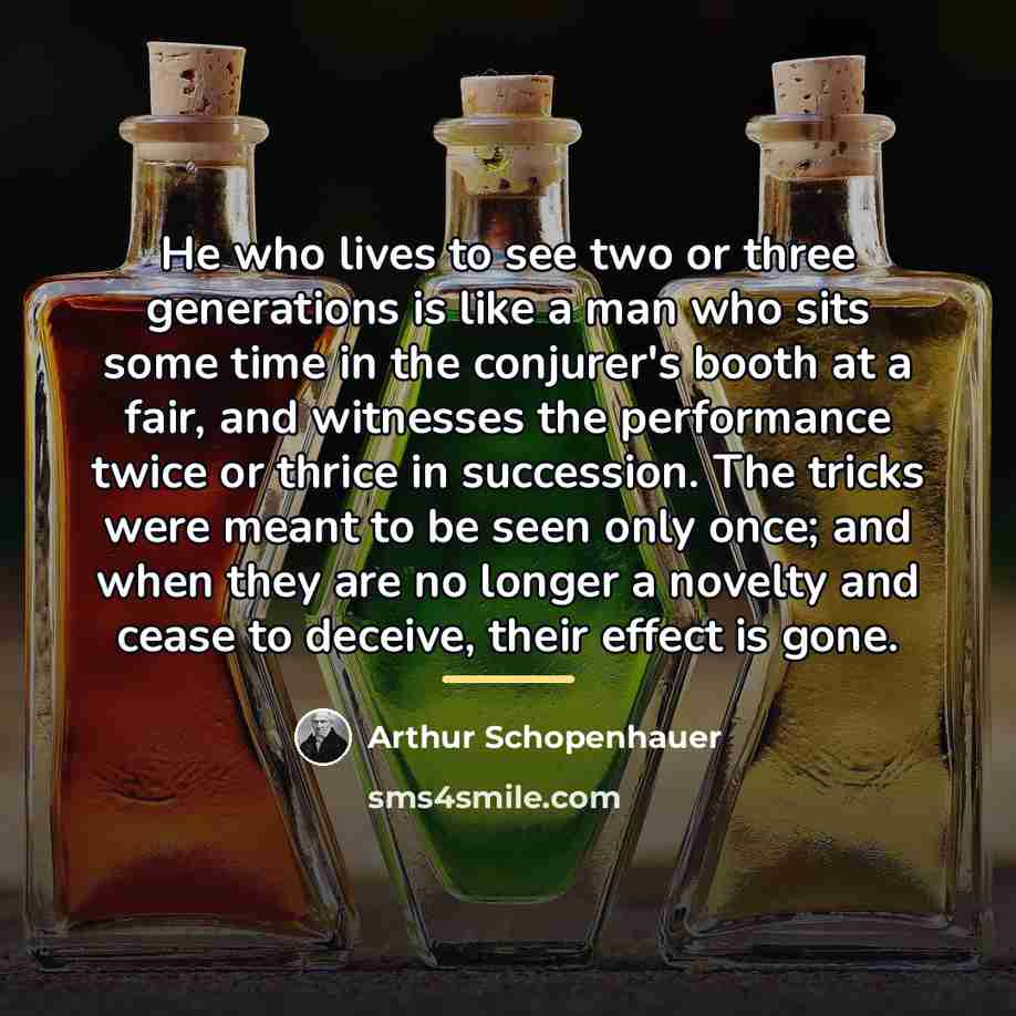 “He who lives to see two or three generations is…” quote by Arthur Schopenhauer