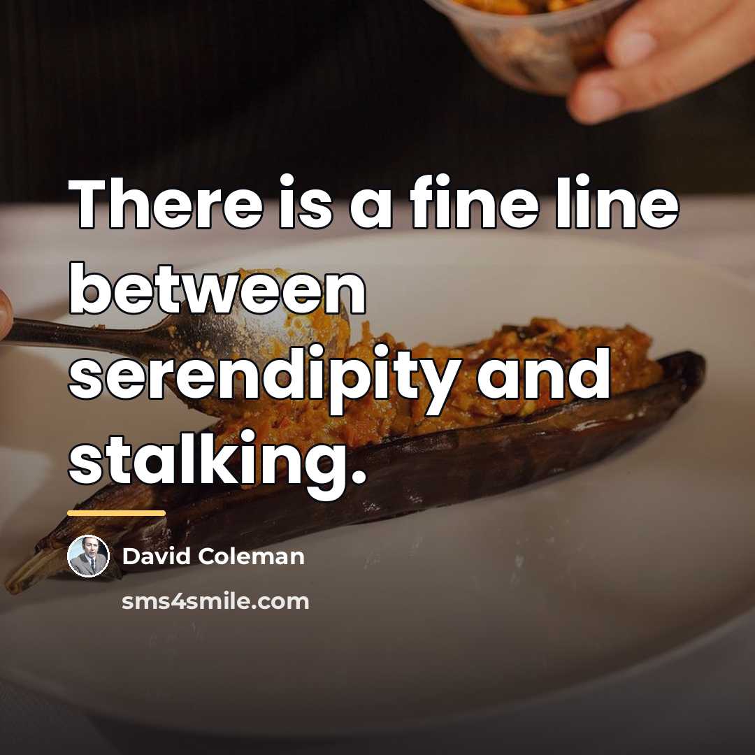 “There is a fine line between serendipity and stalking.…” quote by David Coleman