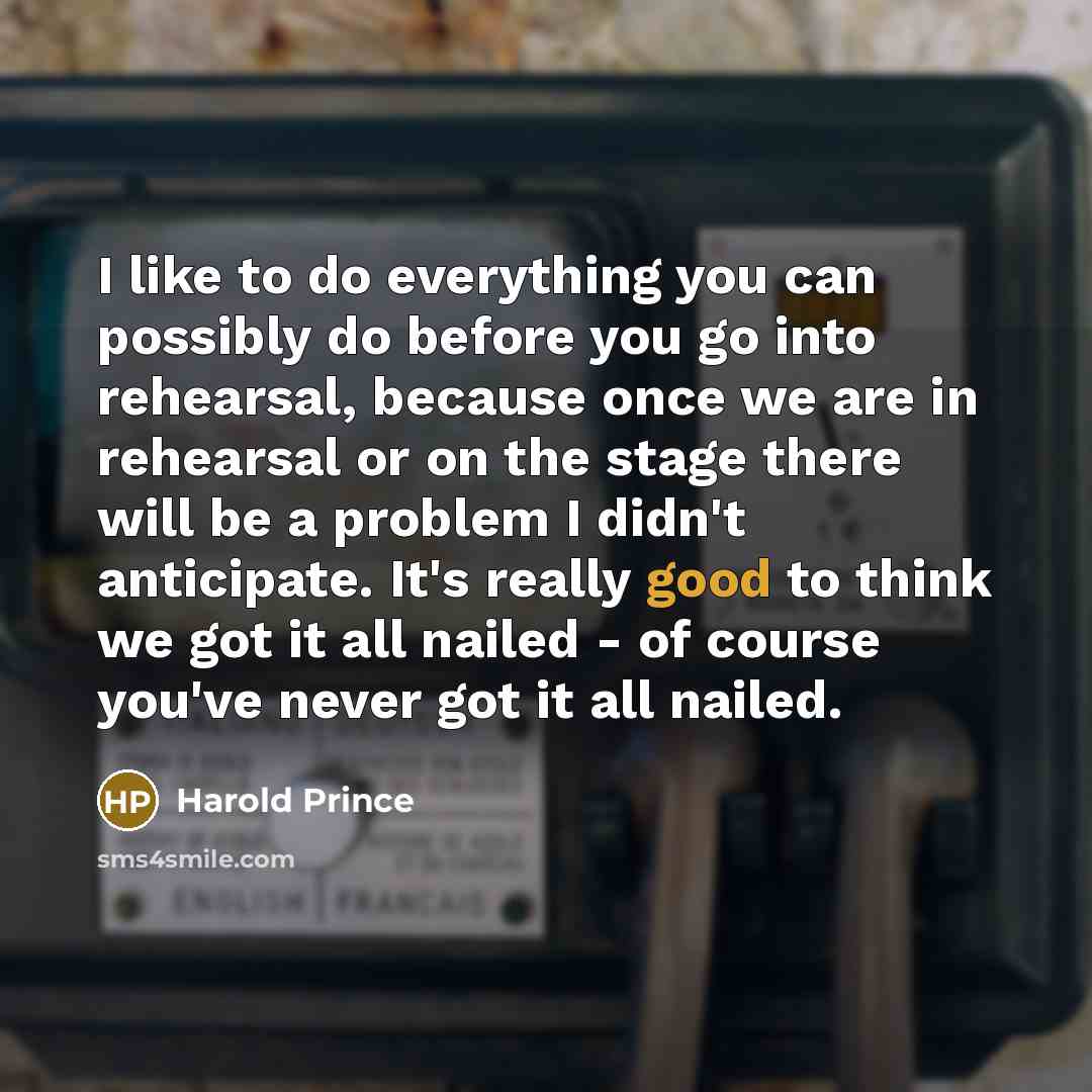“I like to do everything you can possibly do before…” quote by Harold Prince